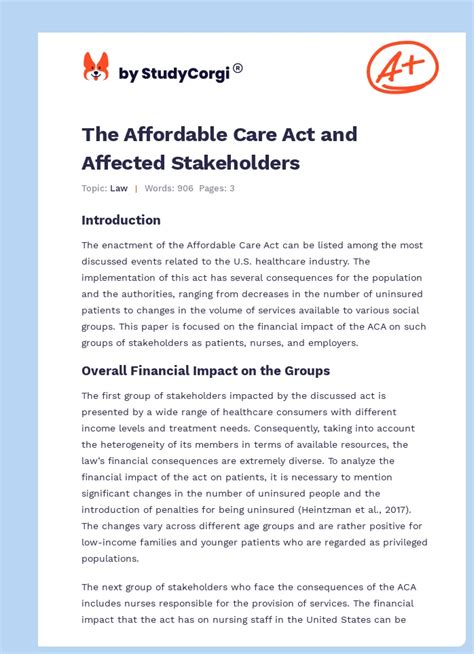 how are stakeholders affected by the affordable care act